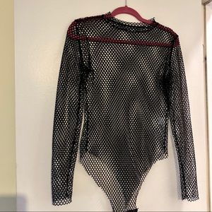Fishnet Bodysuit Long Sleeve